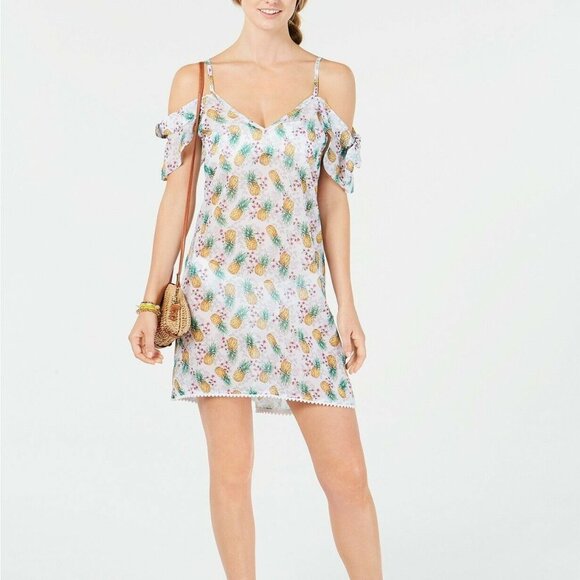 NWT Miken Swim Pineapple Cold Shoulder Coverup M - Picture 1 of 4